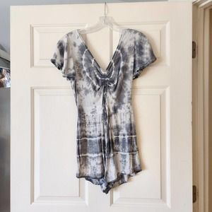 Earthbound blue/gray tie dye pattern romper with cut out at belly Size S